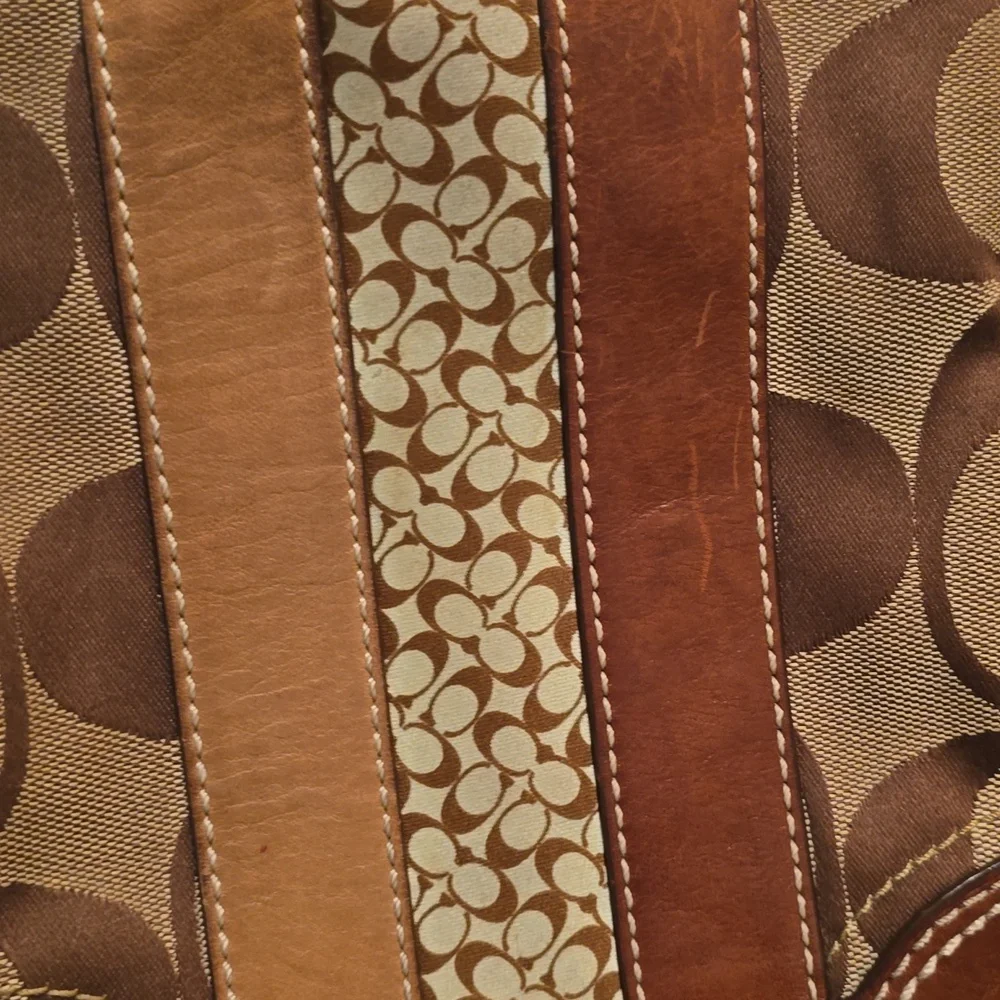 Brown and Tan Coach Crossbody Bag